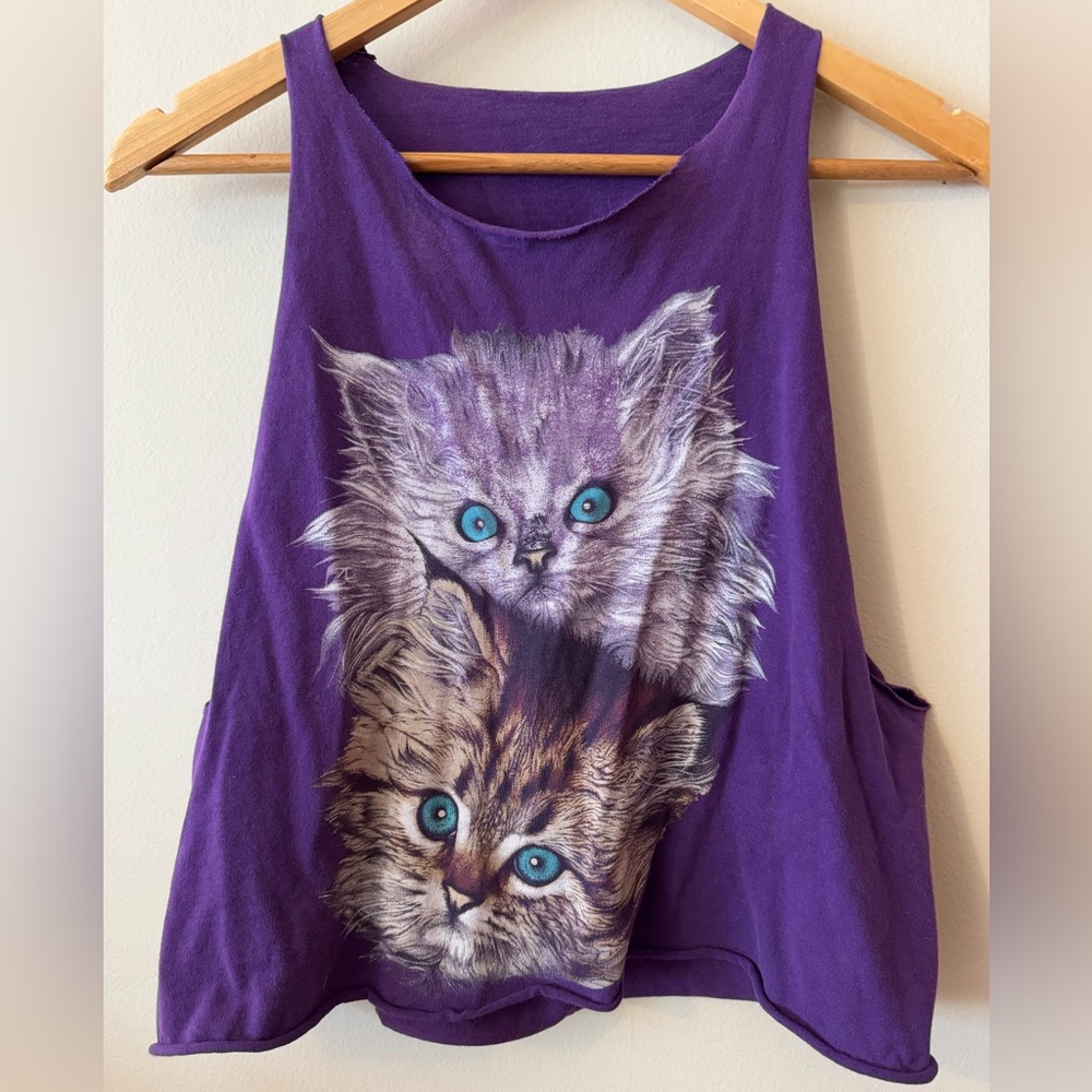 Vintage Kitten Tank with Back Cutouts